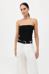 St Agni Textured Knit Strapless Top In Black