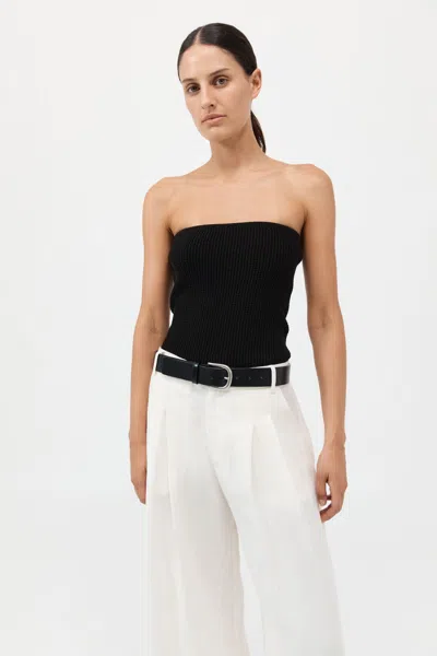 St Agni Textured Knit Strapless Top In Black