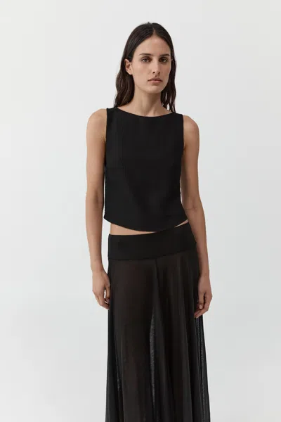 St Agni Textured Weave Top In Black