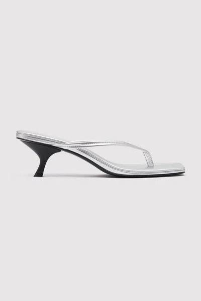 St Agni Thong Detail Heel In Silver