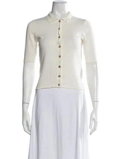 Pre-owned St Agni Three-quarter Sleeve Polo In White