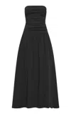 St Agni Tie-back Drop-waist Cotton-nylon Maxi Dress In Black