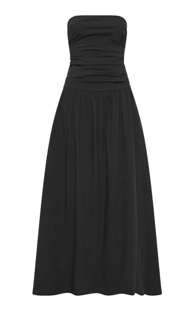 St Agni Tie-back Drop-waist Cotton-nylon Maxi Dress In Black