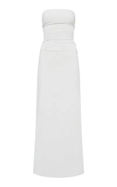 St Agni Tie-back Jersey Maxi Dress In Silver