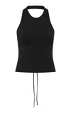 St Agni Tie-detailed Organic-cotton Jersey Top In Black