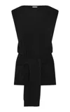St Agni Tie-waist Merino-wool Top In Black