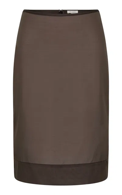 St Agni Transparent Silk-blend Knee-length Skirt In Green
