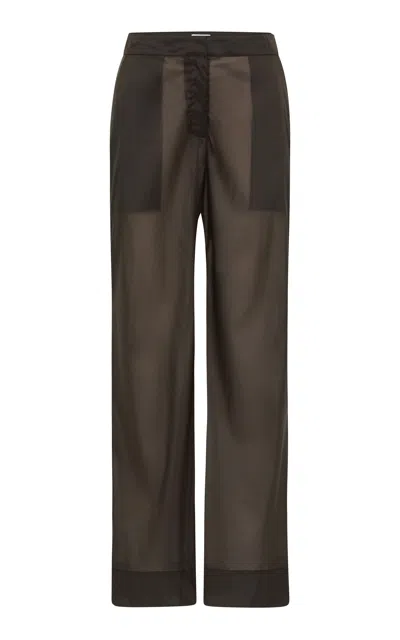St Agni Transparent Silk-blend Pants In Green
