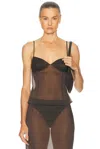 St Agni Transparent Silk Cami Top In Black