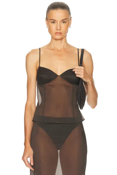 St Agni Transparent Silk Cami Top In Black