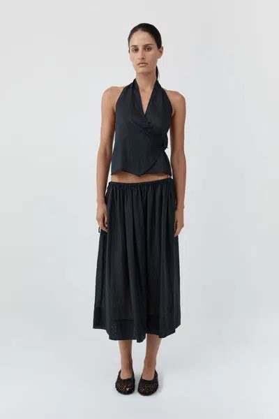 St Agni Transparent Wrap Halter Top In Black