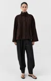 St Agni St. Agni Trapeze Stand Collar Suede Leather Jacket In Black