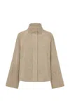 St Agni St. Agni Trapeze Stand Collar Suede Leather Jacket In Neutral