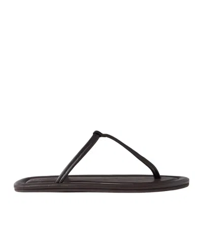 St Agni T-shirt Leather Slippers In Brown