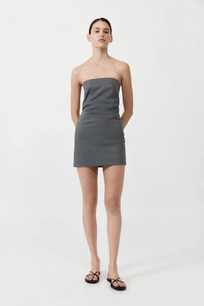St Agni Minikleid Tuck In Pewter Grey