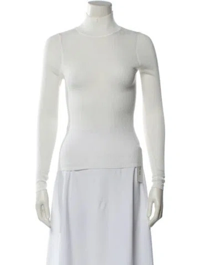 Pre-owned St Agni Turtleneck Long Sleeve Top W/ Tags In Neutrals/white