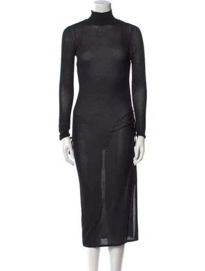 Pre-owned St Agni Turtleneck Midi Length Dress In Black