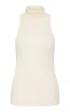 St Agni Turtleneck Wool-cashmere Top In White