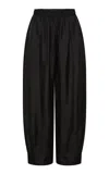 St Agni St. Agni Twill Cuffed Silk Balloon Leg Pants In Black