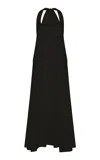 St Agni St. Agni Twill Tassel Silk Halter Dress In Black