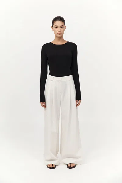 St Agni Twill Wide Leg Pleat Pants
