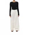 St Agni Twill Wide Leg Pleat Pants In Off White In White