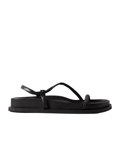 St Agni Twist Leather Slingback Sandals In Black
