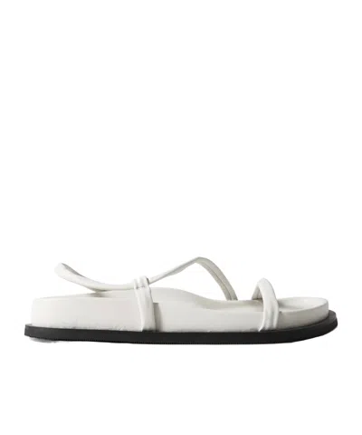 St Agni Twist Leather Slingback Sandals In White