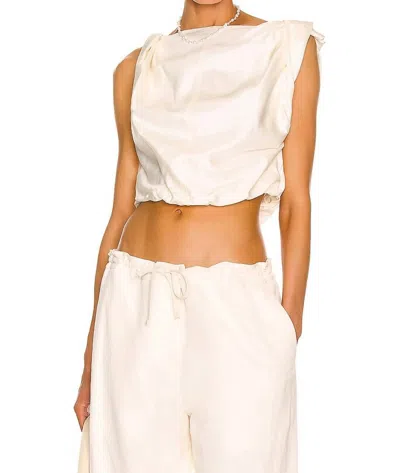 St Agni Twist Top In Pearl In Beige