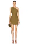 St Agni Twisted Linen Mini Dress In Olive