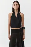 St Agni Upside Down Wool Halter Top Black In Black