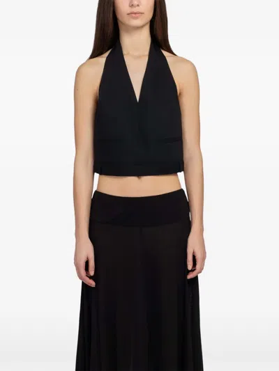 St Agni Upside Down Halterneck Blouse In Black