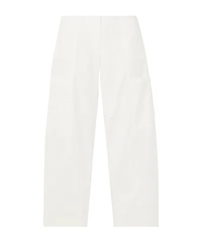 St Agni Utility Belted Cotton-blend Wide-leg Pants In White