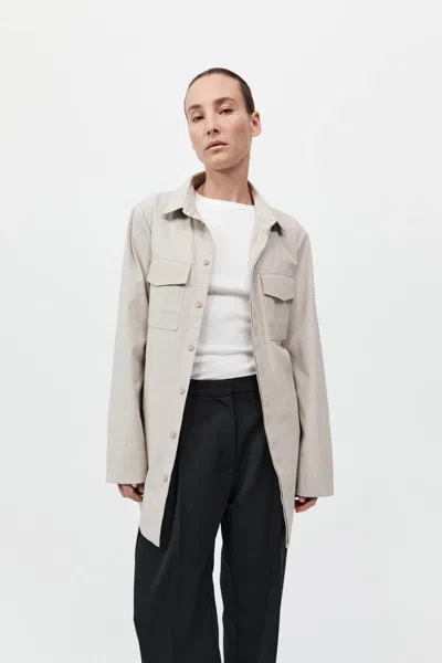 St Agni Utility Shirt Jacket In Creme