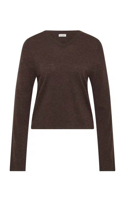 St Agni V-neck Merino-wool Sweater In Brown