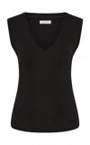 St Agni V-neck Organic-cotton Tank Top In Black