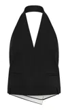 St Agni V-neck Wool Halter Top In Black