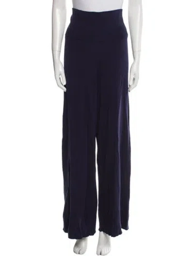 Pre-owned St Agni Virgin Wool Wide Leg Pants In Blue
