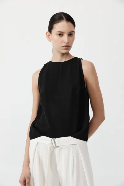 St Agni Viscose Shell Top In Black