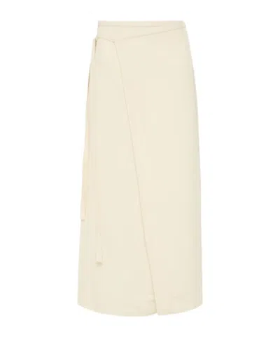 St Agni Viscose Twill Midi Wrap Skirt In White