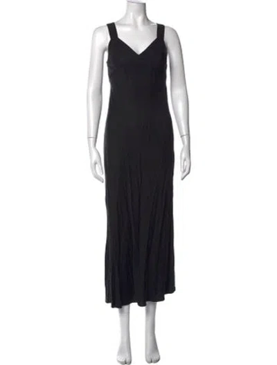 Pre-owned St Agni V-neck Long Dress In Black
