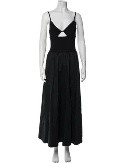 Pre-owned St Agni V-neck Long Dress In Black