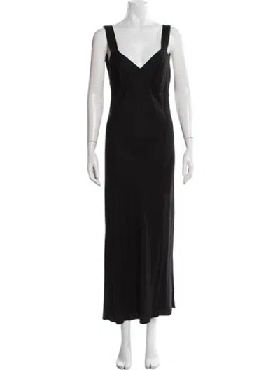 Pre-owned St Agni V-neck Long Dress In Black