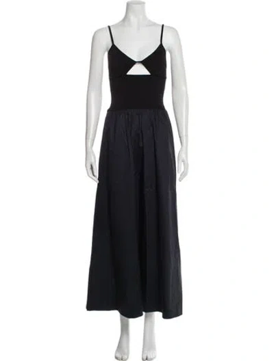 Pre-owned St Agni V-neck Long Dress In Blue