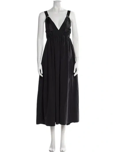 Pre-owned St Agni V-neck Long Dress In Blue