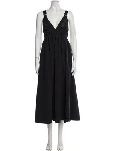 Pre-owned St Agni V-neck Long Dress In Gray