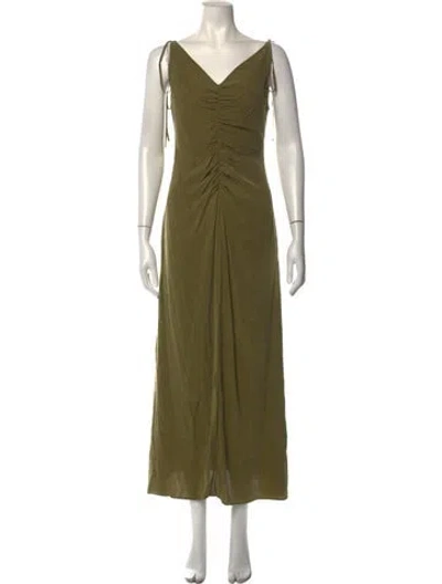 Pre-owned St Agni V-neck Long Dress In Green