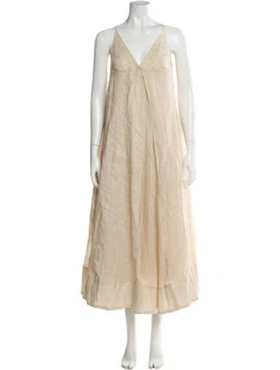 Pre-owned St Agni V-neck Long Dress In Neutral