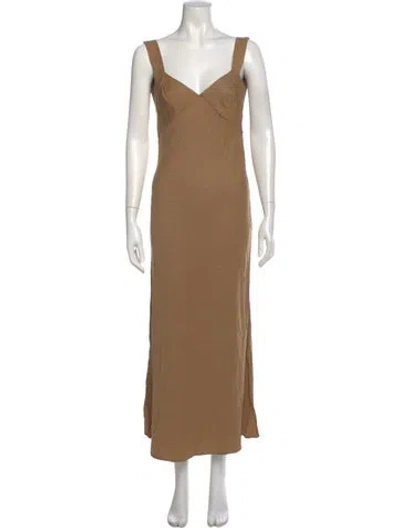 Pre-owned St Agni V-neck Long Dress In Neutral
