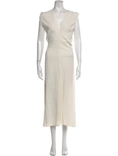 Pre-owned St Agni V-neck Long Dress In Neutral